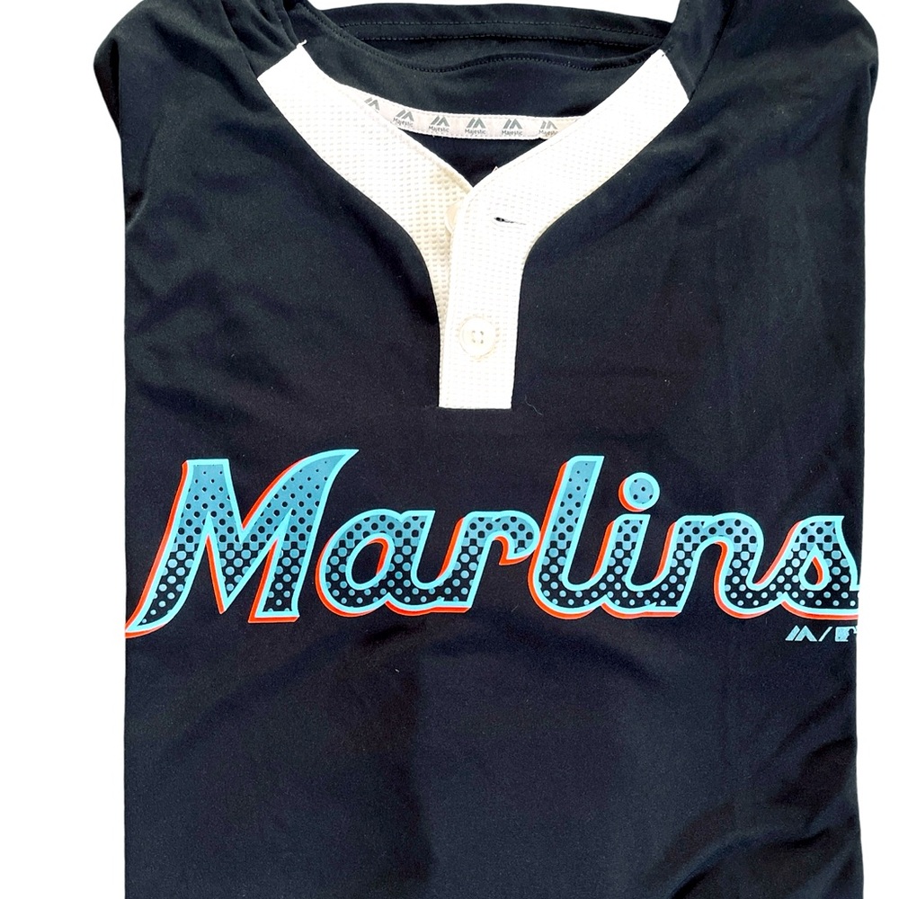 Majestic Miami Marlins black authentic jersey Sz Xl blank